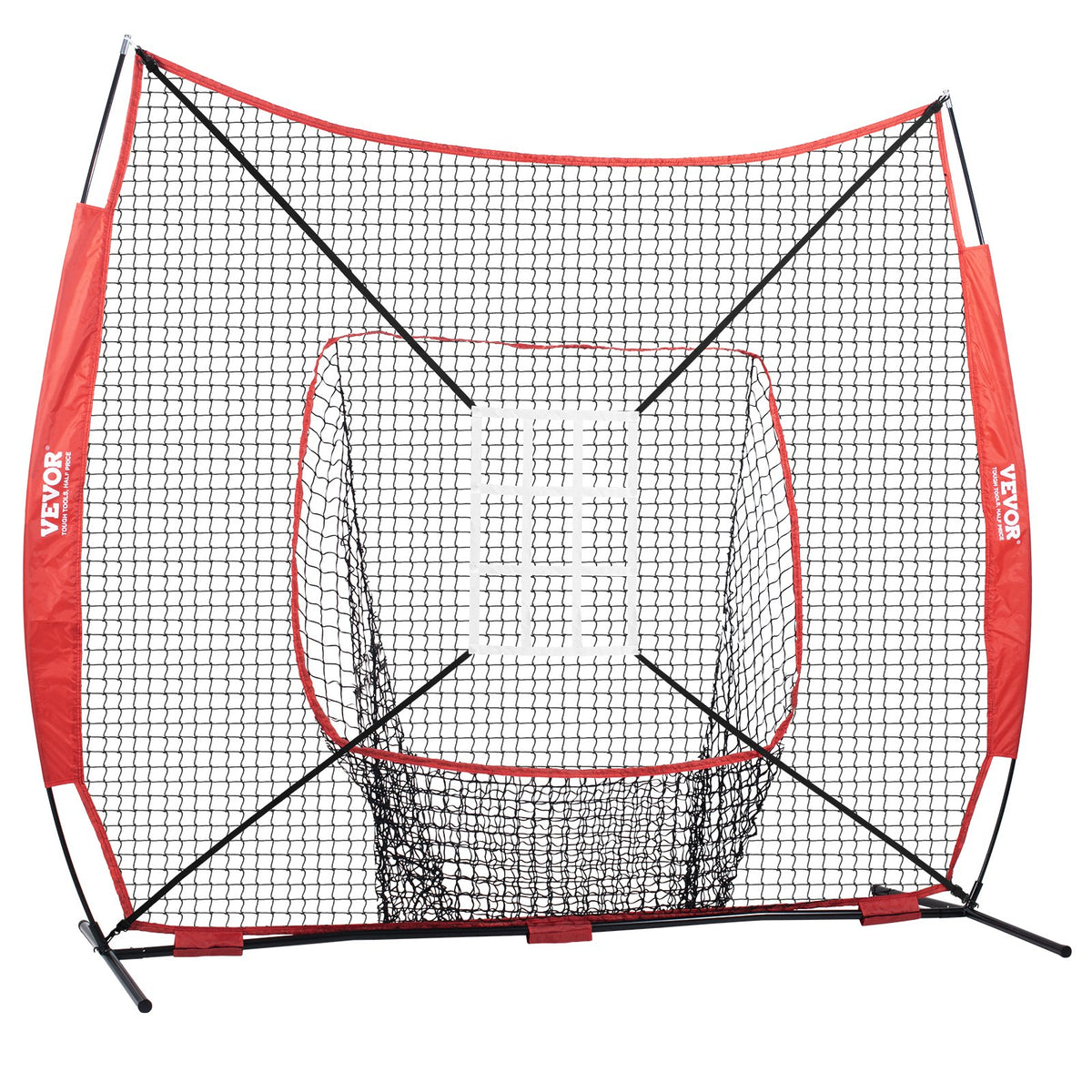 Baseball Practice Net | 7x7ft Portable Training Net with Strike Zone, Ball, Tee & Collector | Softball & Baseball Use