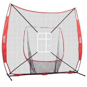Baseball Practice Net | 7x7ft Portable Training Net with Strike Zone, Ball, Tee & Collector | Softball & Baseball Use