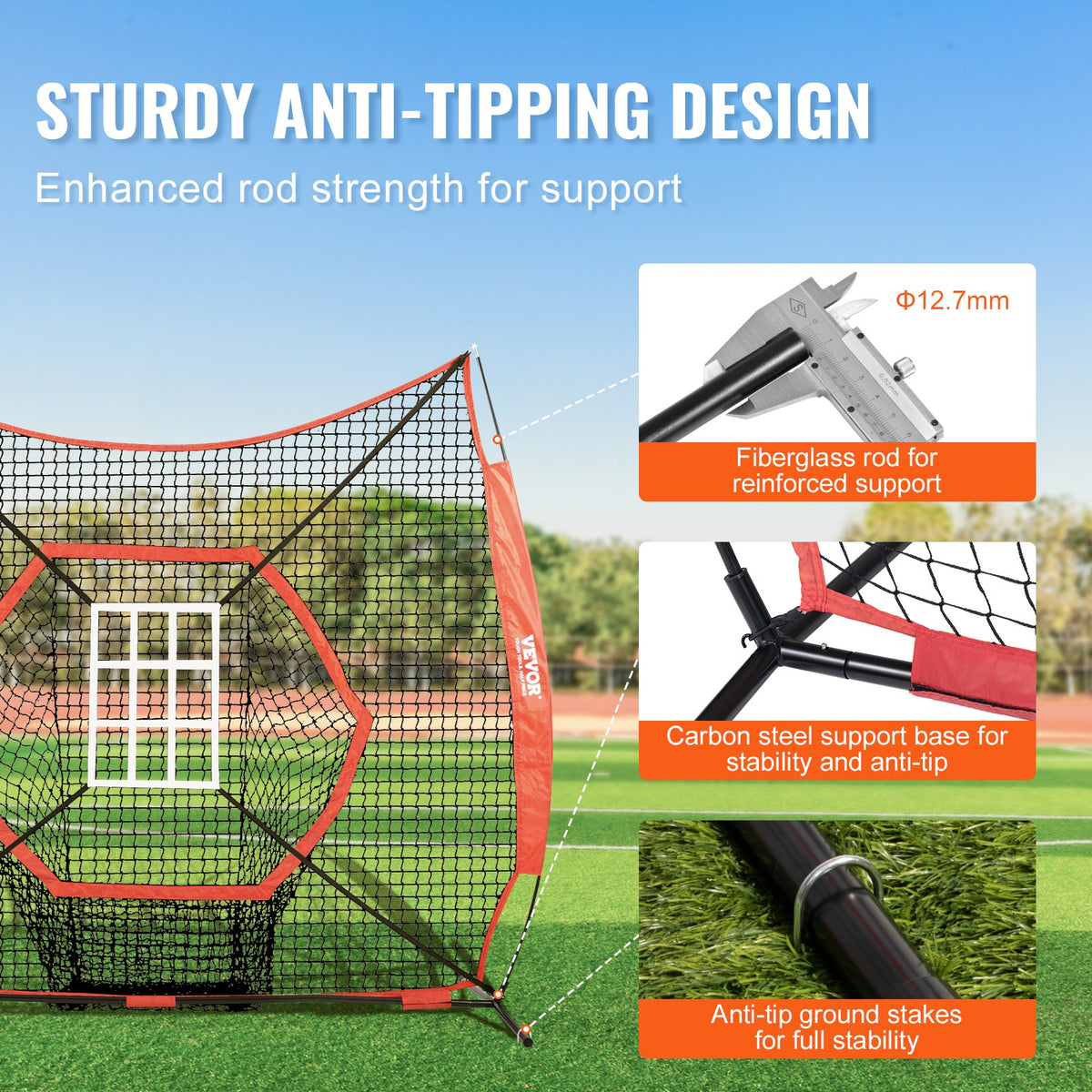 Baseball Practice Net | 7x7ft Portable Hitting, Pitching & Catching Net with Strike Zone | Softball & Baseball Trainer