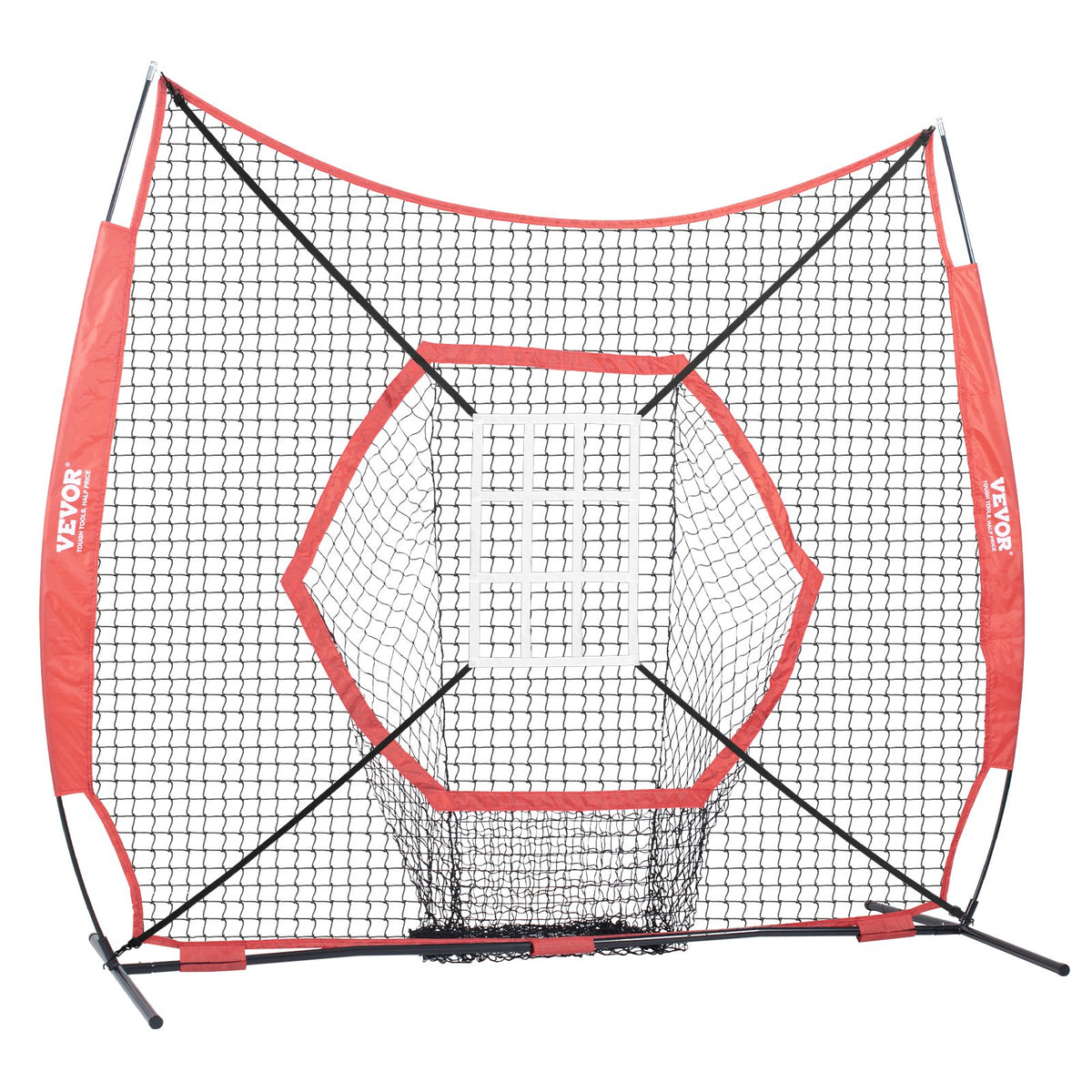 Baseball Practice Net | 7x7ft Portable Hitting, Pitching & Catching Net with Strike Zone | Softball & Baseball Trainer