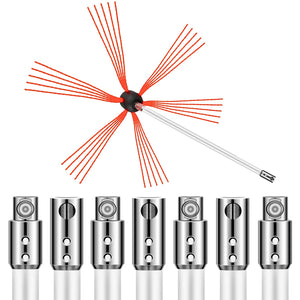 Rotary Chimney Brush Kit | 315" Flexible Rods | 8-Rod Nylon Cleaning Set