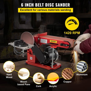 Belt & Disc Sander | 4"x36" Belt, 6" Disc Combo | 375W Adjustable Bench Grinder with Rubber Feet