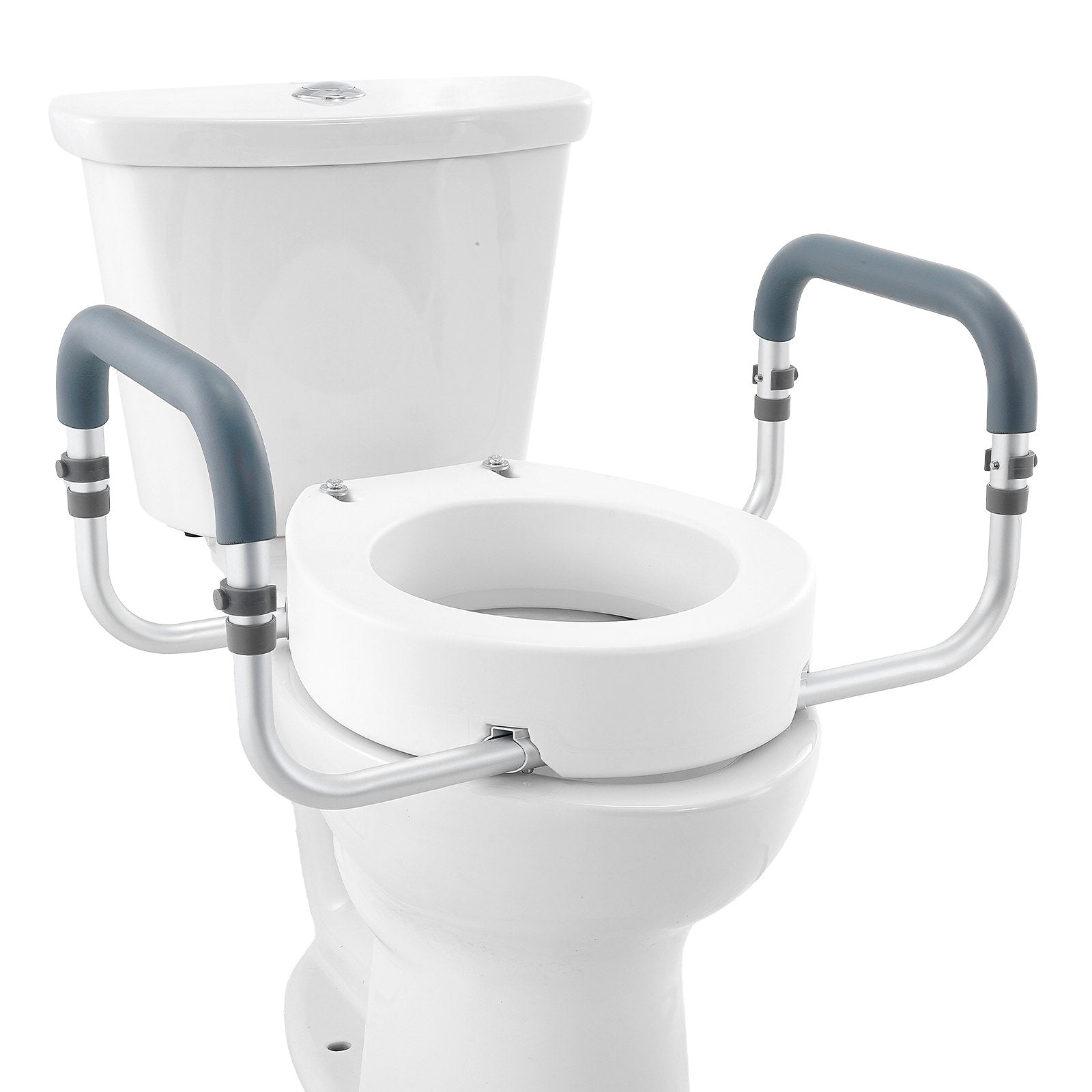 Raised Toilet Seat 88.9mm | Aluminum Handrail & EVA Padding | 136kg Capacity