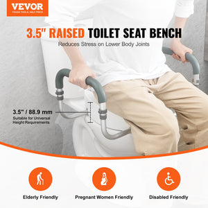 Raised Toilet Seat 88.9mm | Aluminum Handrail & EVA Padding | 136kg Capacity