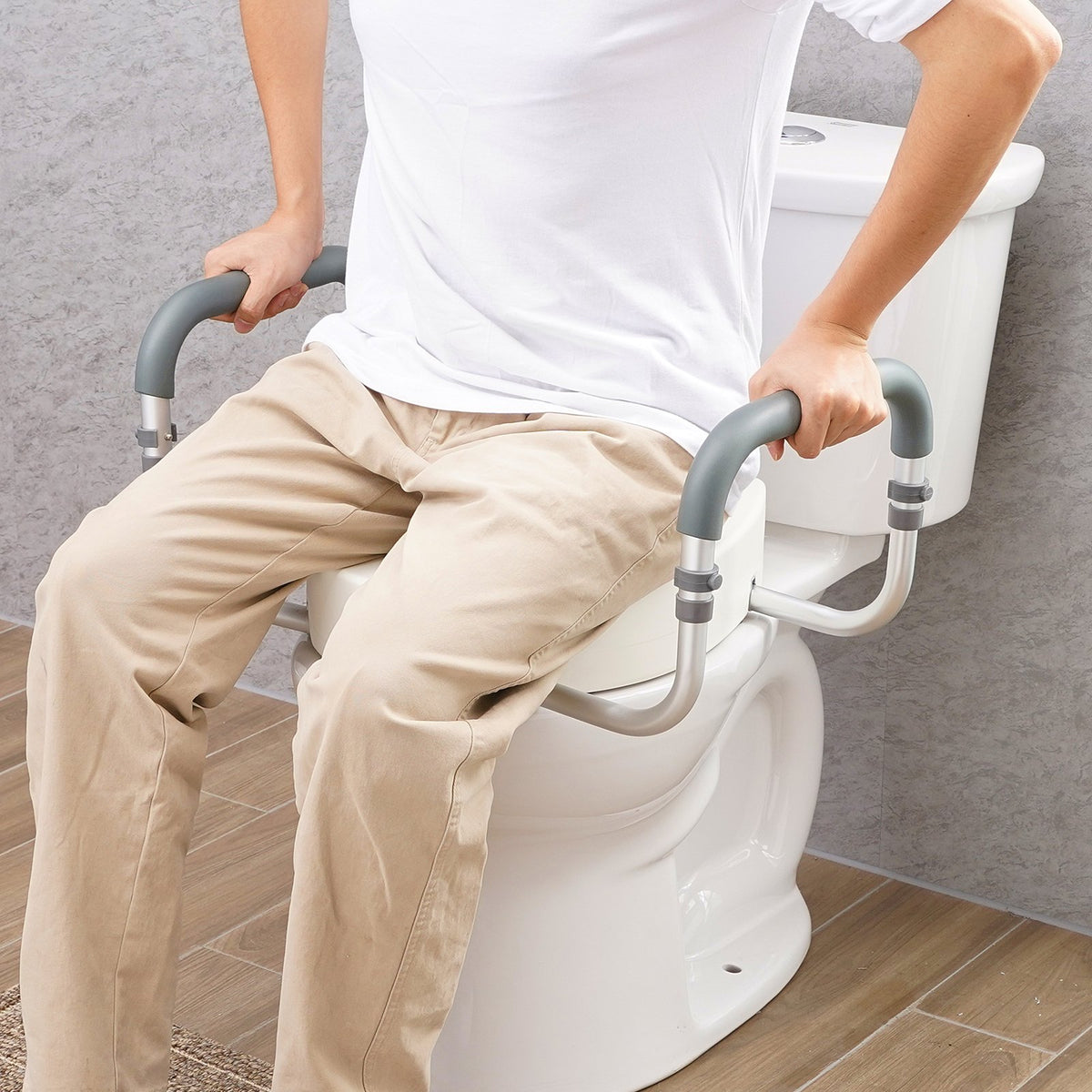 Raised Toilet Seat 88.9mm | Aluminum Handrail & EVA Padding | 136kg Capacity