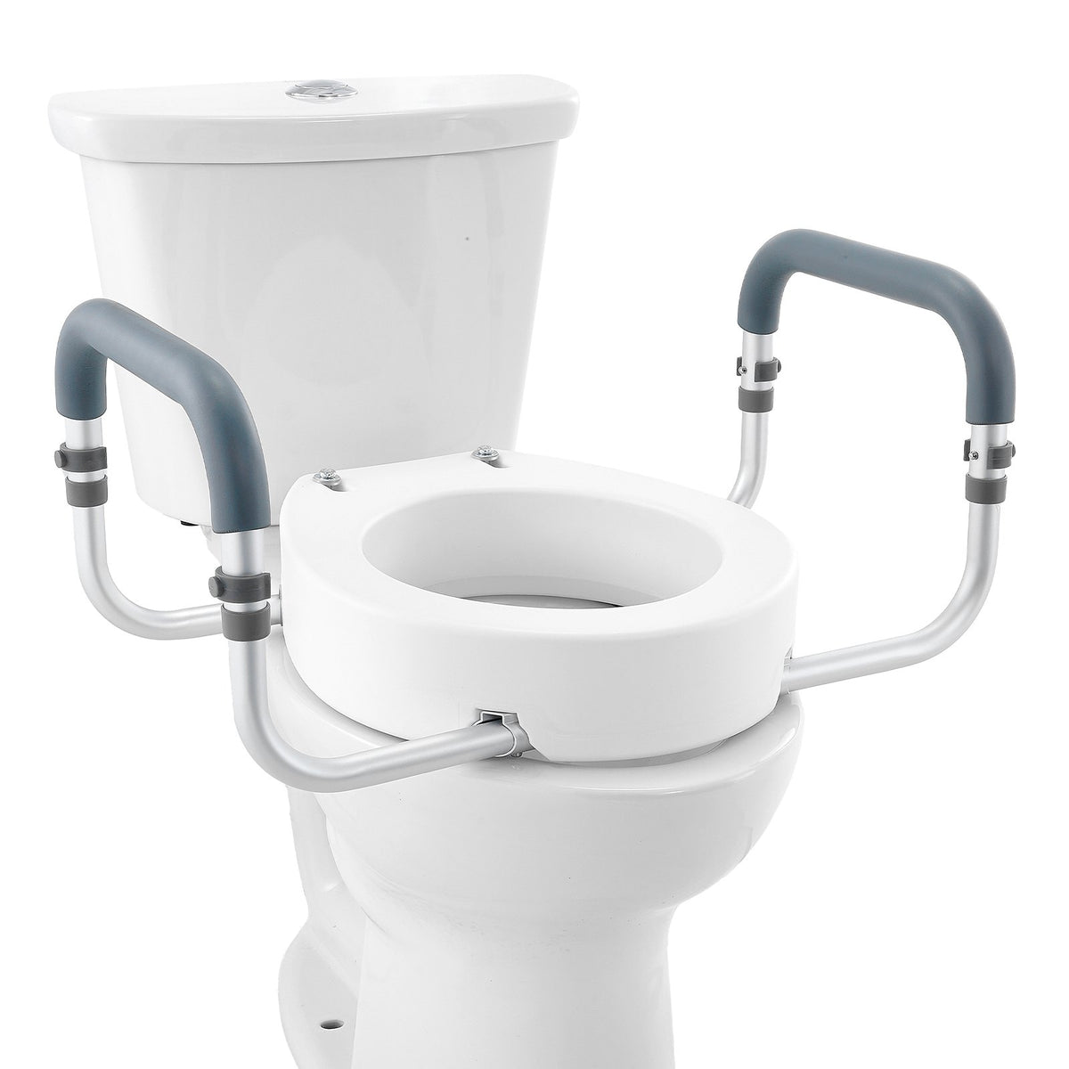 Raised Toilet Seat 88.9mm | Aluminum Handrail & EVA Padding | 136kg Capacity