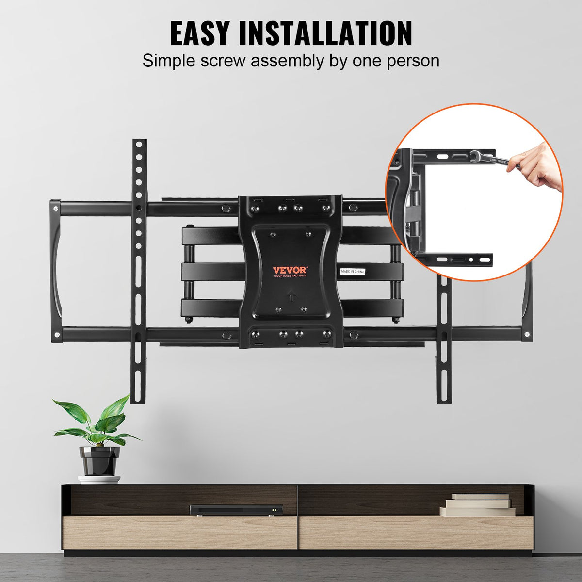 Full Motion TV Wall Mount | Fits 37-75 Inch TVs | Swivel, Tilt & Horizontal Adjustment | 4 Articulating Arms | Max VESA 600x400mm | Holds 60kg