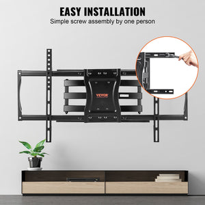 Full Motion TV Wall Mount | Fits 37-75 Inch TVs | Swivel, Tilt & Horizontal Adjustment | 4 Articulating Arms | Max VESA 600x400mm | Holds 60kg