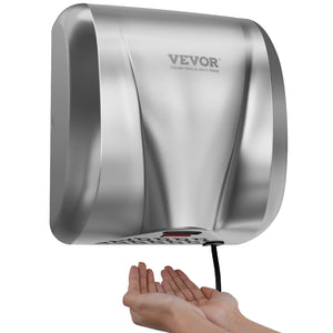 Commercial Hand Dryer 1800W | Automatic High Speed Warm Air Blower | Stainless Steel | Plug-In or Hardwired | For Business & Public Restrooms | 220-240V