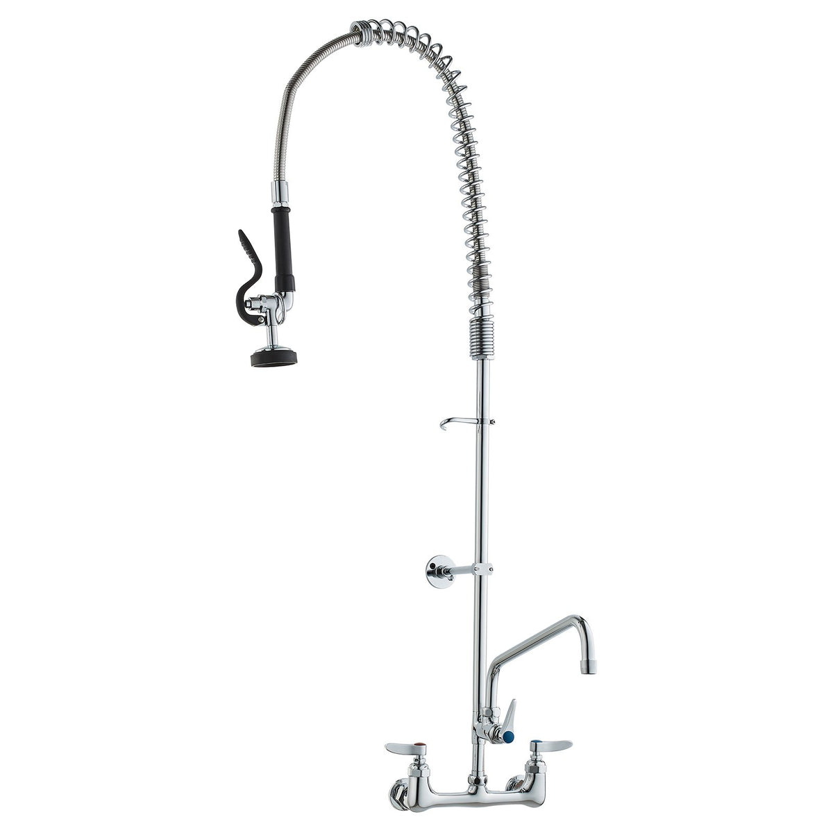 Commercial Faucet with Pre-Rinse Sprayer 47" | Wall Mount Kitchen Sink Tap with 12" Spout | Fits 1/2/3 Compartment Sinks