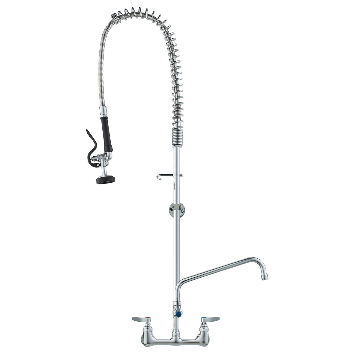 Commercial Faucet with Pre-Rinse Sprayer 47" | Wall Mount Kitchen Sink Tap with 12" Spout | Fits 1/2/3 Compartment Sinks