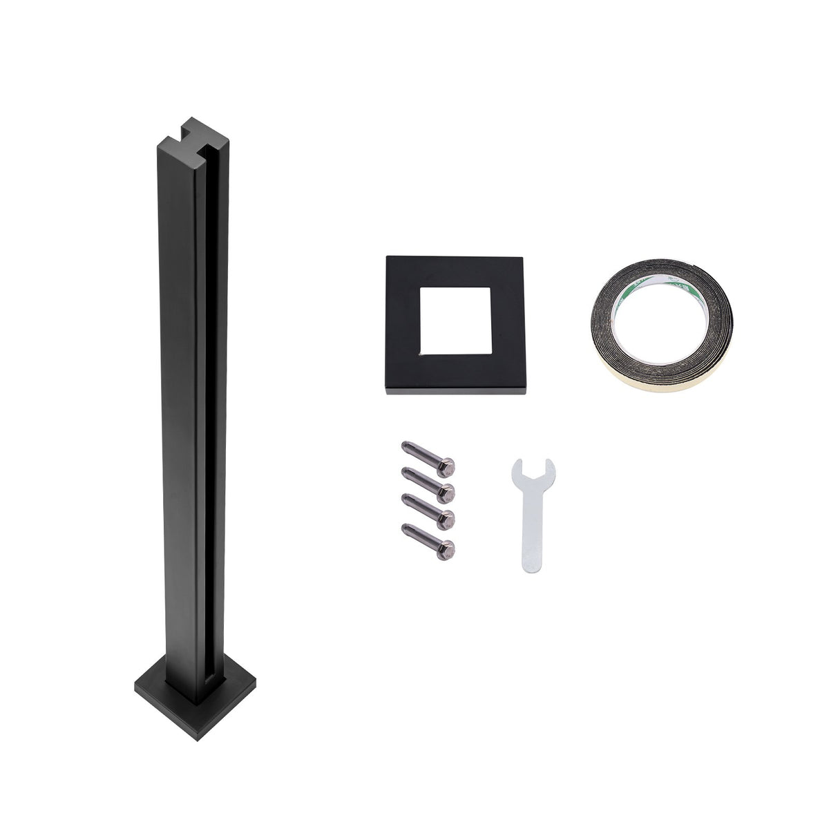 Glass Clamp Railing Bracket | 37.4"H for 0.39"–0.47" Glass Panels | Black Finish