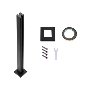 Glass Clamp Railing Bracket | 37.4"H for 0.39"–0.47" Glass Panels | Black Finish