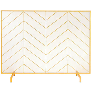Fireplace Screen | 980x758mm Gold Iron Spark Guard | 1-Panel