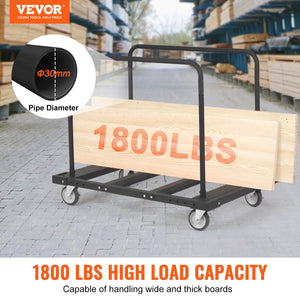 Drywall Cart 1800lbs Capacity | 45.28"x29.13" Deck | Heavy Duty Panel Dolly with 5" Swivel Wheels | For Sheetrock, Lumber & Wall Panel Handling