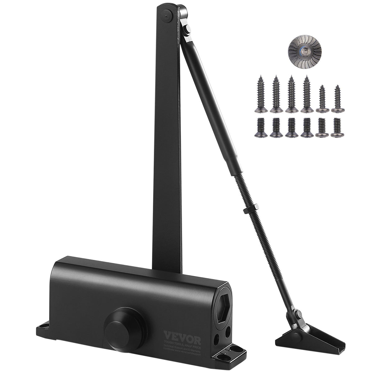 Door Closer | Automatic Hydraulic Size Adjustable | Heavy Duty Cast Aluminum | Black