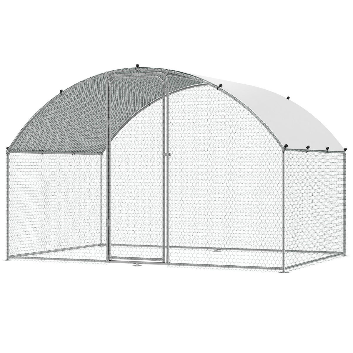 Large Metal Chicken Coop 9.8x6.5x6.5ft | Walk-In Poultry Run with Waterproof Cover & Lock