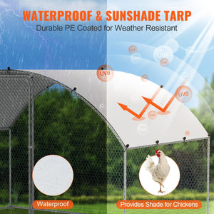 Large Metal Chicken Coop 9.8x6.5x6.5ft | Walk-In Poultry Run with Waterproof Cover & Lock