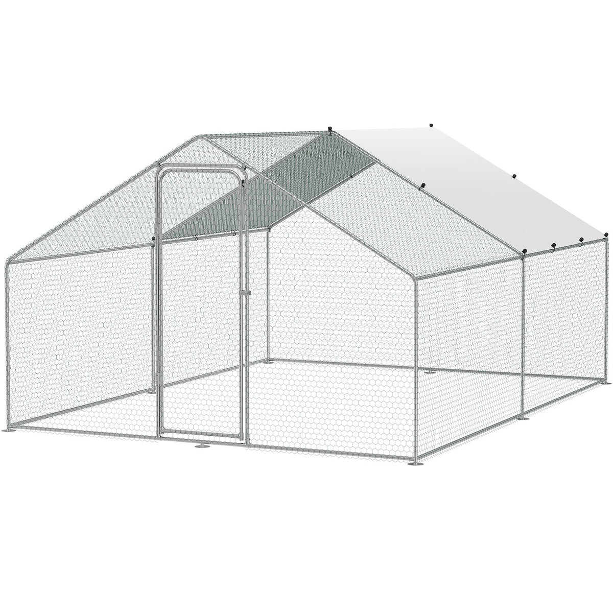 Large Metal Chicken Coop 3x3.93x1.99m | Walk-In Hen Run with Cover & Lock