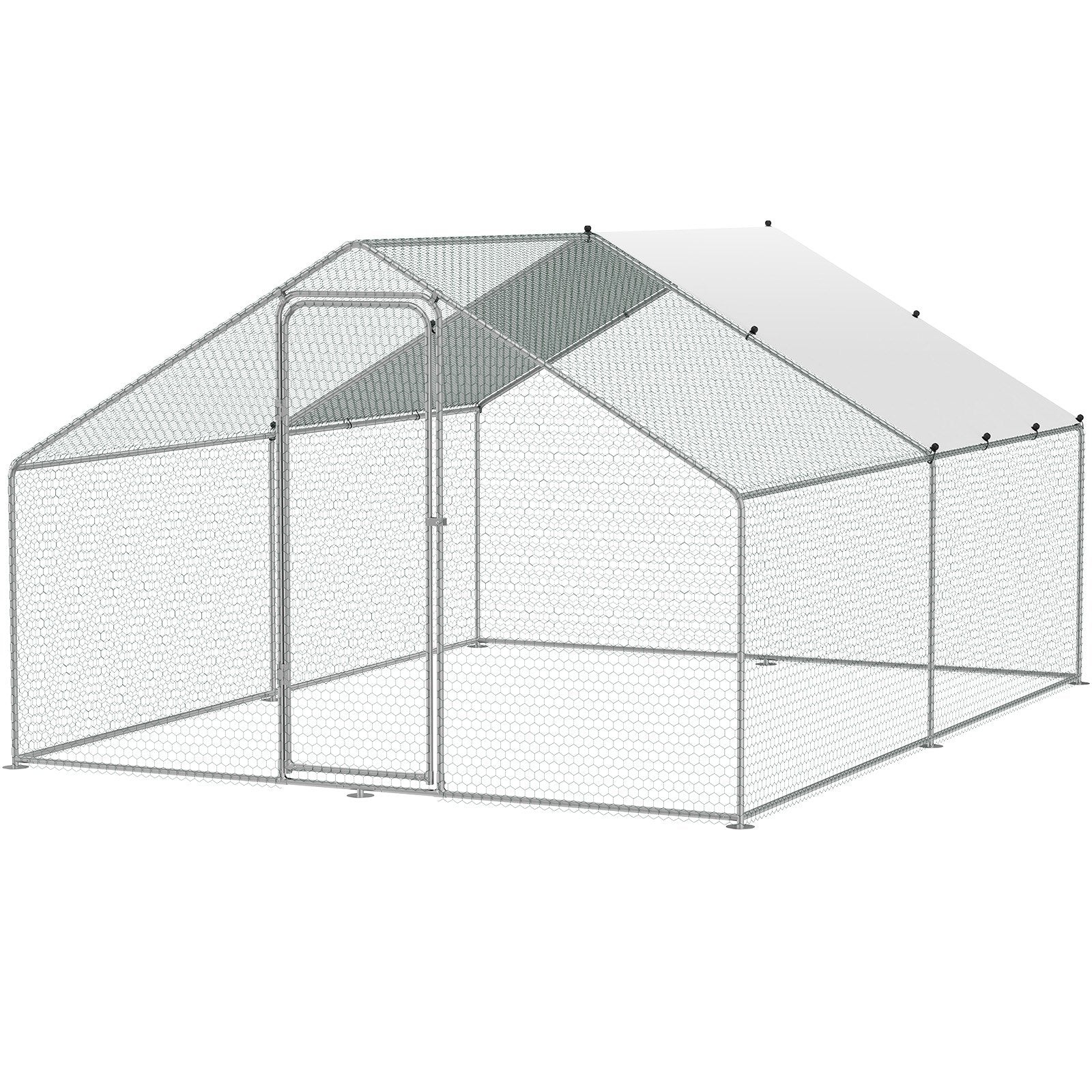 Large Metal Chicken Coop 3x3.93x1.99m | Walk-In Hen Run with Cover & Lock