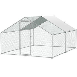 Large Metal Chicken Coop 3x3.93x1.99m | Walk-In Hen Run with Cover & Lock