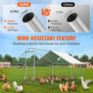 Large Metal Chicken Coop 3x3.93x1.99m | Walk-In Hen Run with Cover & Lock