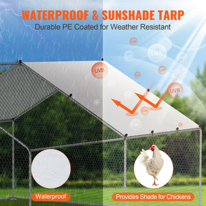 Large Metal Chicken Coop 3x3.93x1.99m | Walk-In Hen Run with Cover & Lock
