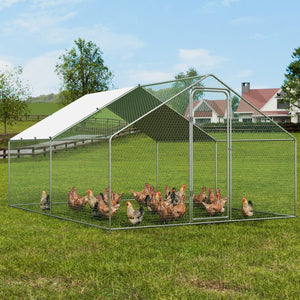 Large Metal Chicken Coop 3x3.93x1.99m | Walk-In Hen Run with Cover & Lock