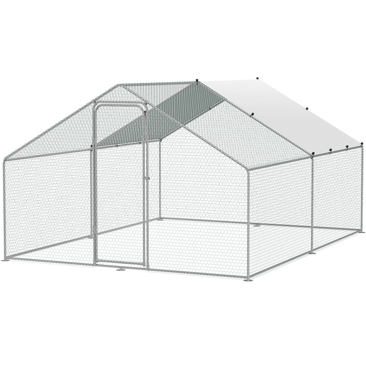 Large Metal Chicken Coop 3x3.93x1.99m | Walk-In Hen Run with Cover & Lock