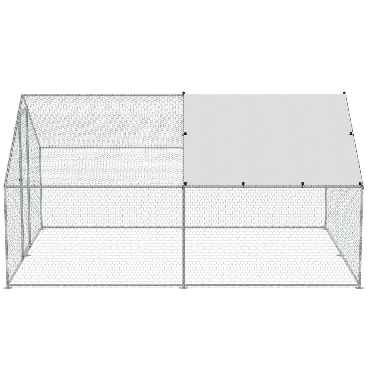 Large Metal Chicken Coop 3x3.93x1.99m | Walk-In Hen Run with Cover & Lock