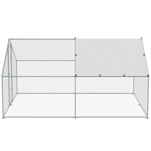 Large Metal Chicken Coop 3x3.93x1.99m | Walk-In Hen Run with Cover & Lock
