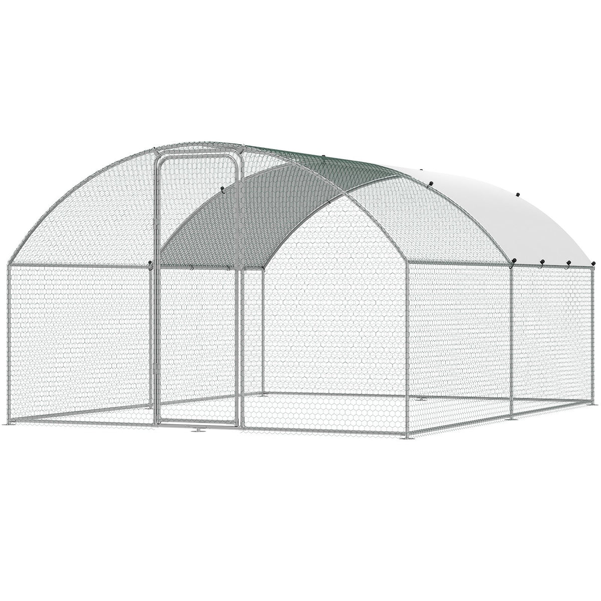 Large Metal Chicken Coop 9.8x12.9x6.5ft | Walk-In Poultry Run with Cover