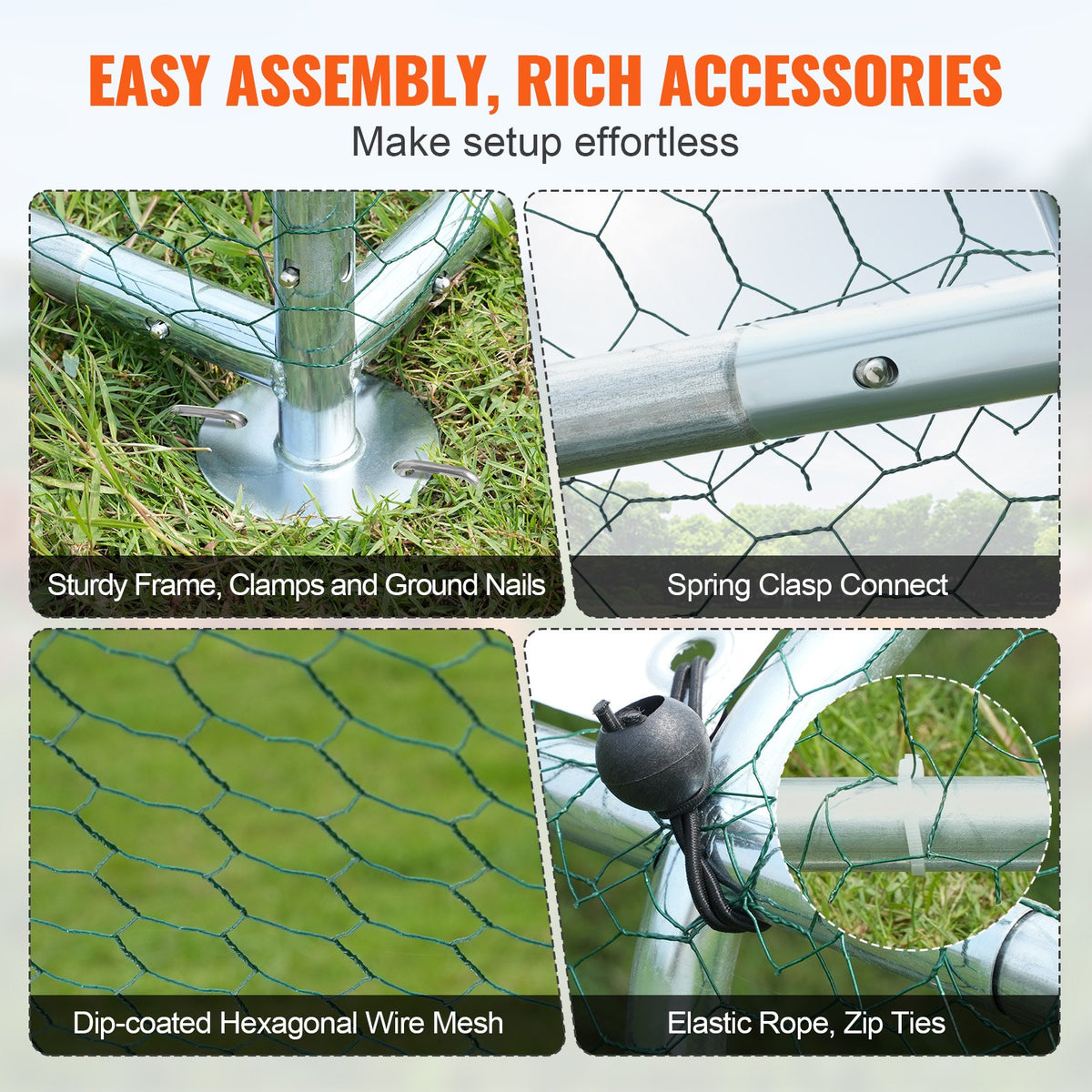 Large Metal Chicken Coop 9.8x12.9x6.5ft | Walk-In Poultry Run with Cover
