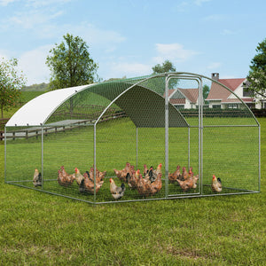 Large Metal Chicken Coop 9.8x12.9x6.5ft | Walk-In Poultry Run with Cover