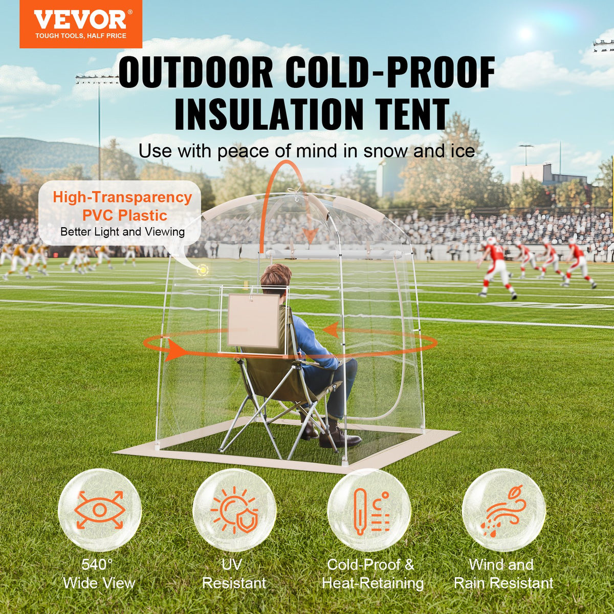 Sports Tent | Instant 1 Person Bubble Shelter | Clear Weatherproof Design for Outdoor Viewing
