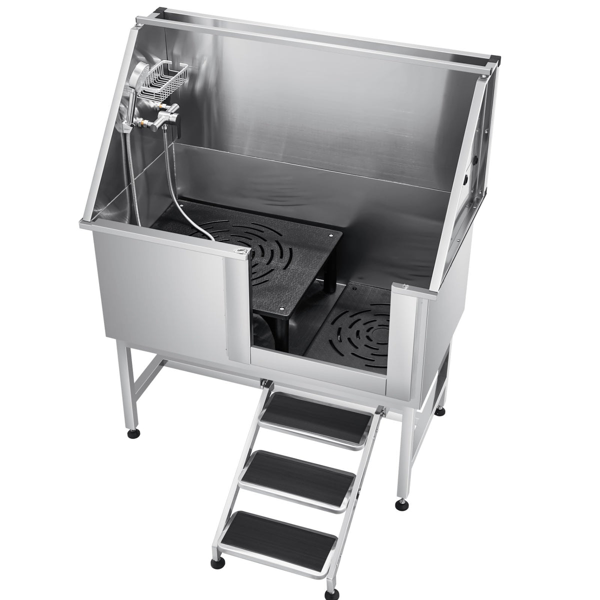 Dog Grooming Bath Tub | 127cm Stainless Steel with Stairs & Filter