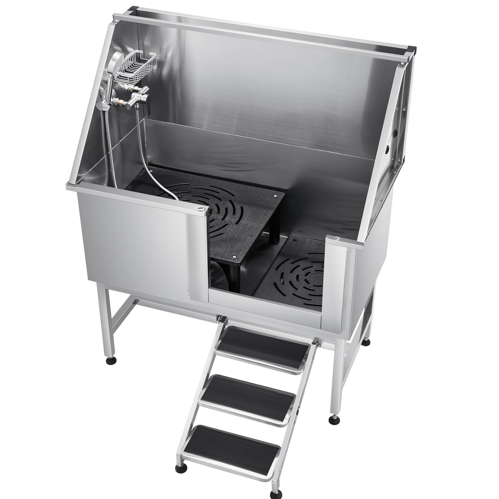 Dog Grooming Bath Tub | 127cm Stainless Steel with Stairs & Filter