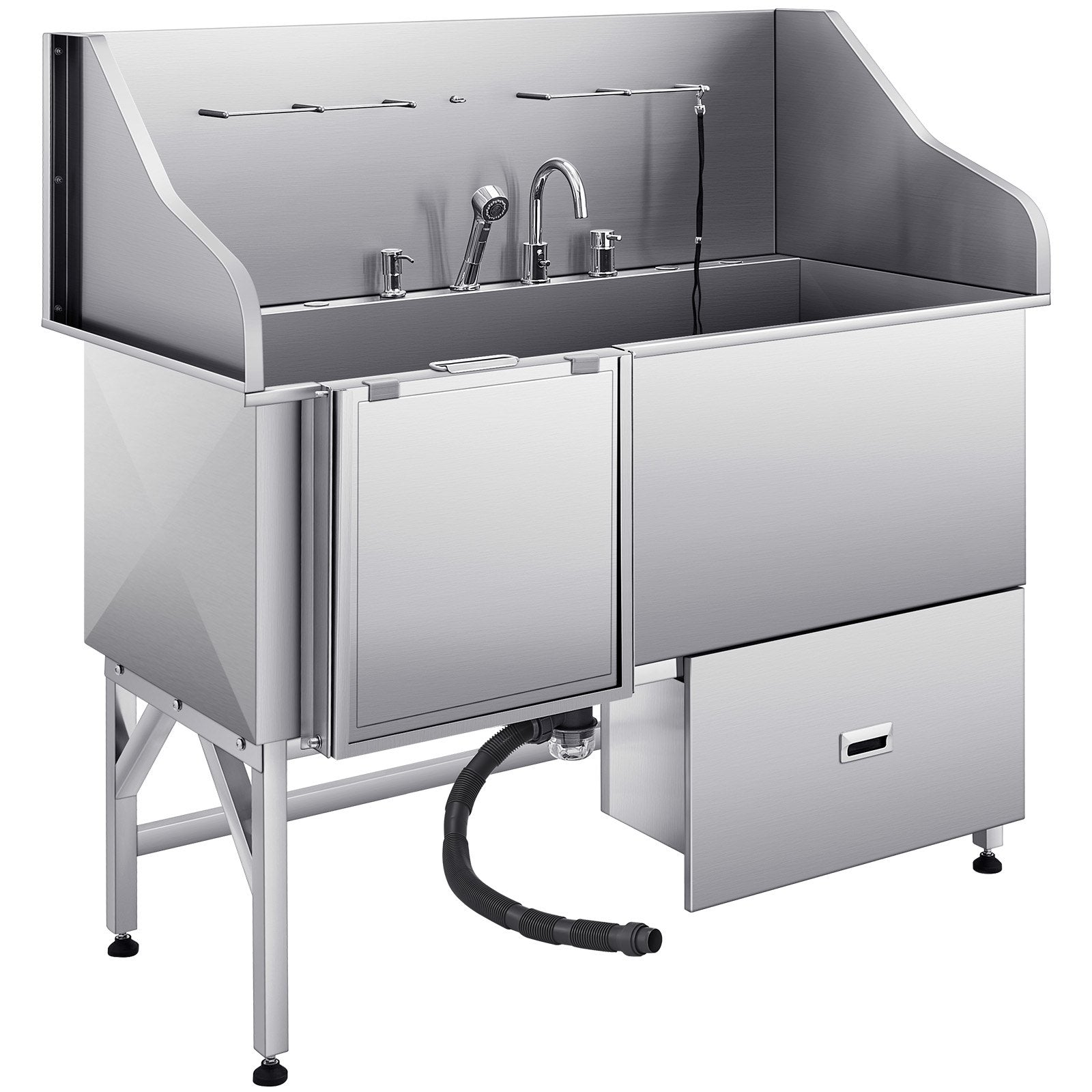 Dog Grooming Tub | 155cm Stainless Steel with Ramp & Filter | Left Entry