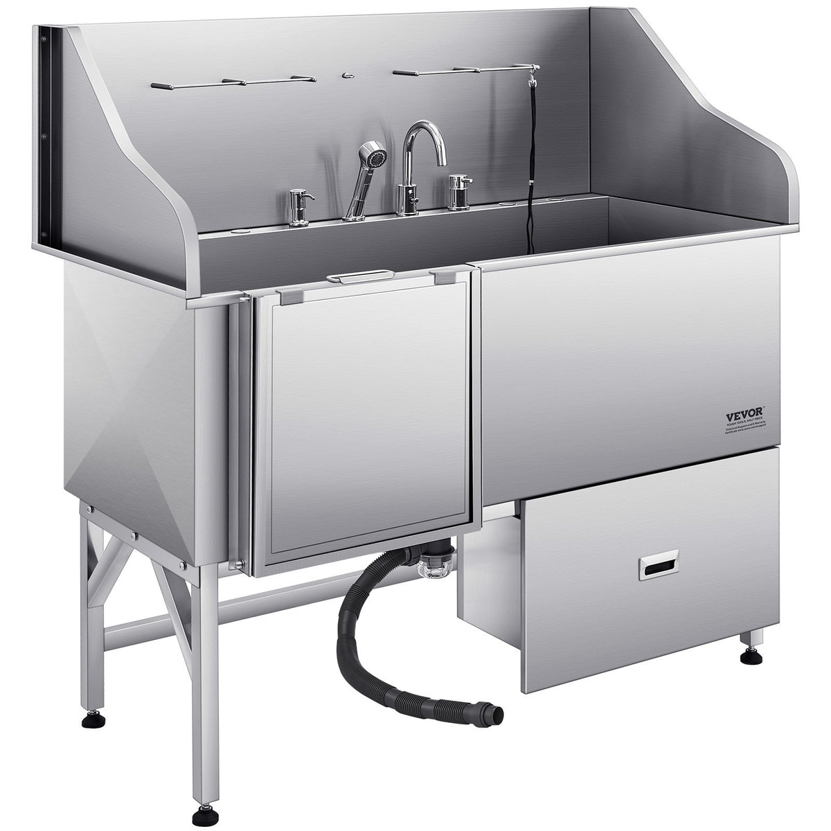 Dog Grooming Tub | 155cm Stainless Steel with Ramp & Filter | Left Entry