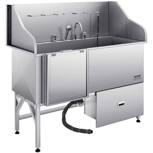 Dog Grooming Tub | 155cm Stainless Steel with Ramp & Filter | Left Entry