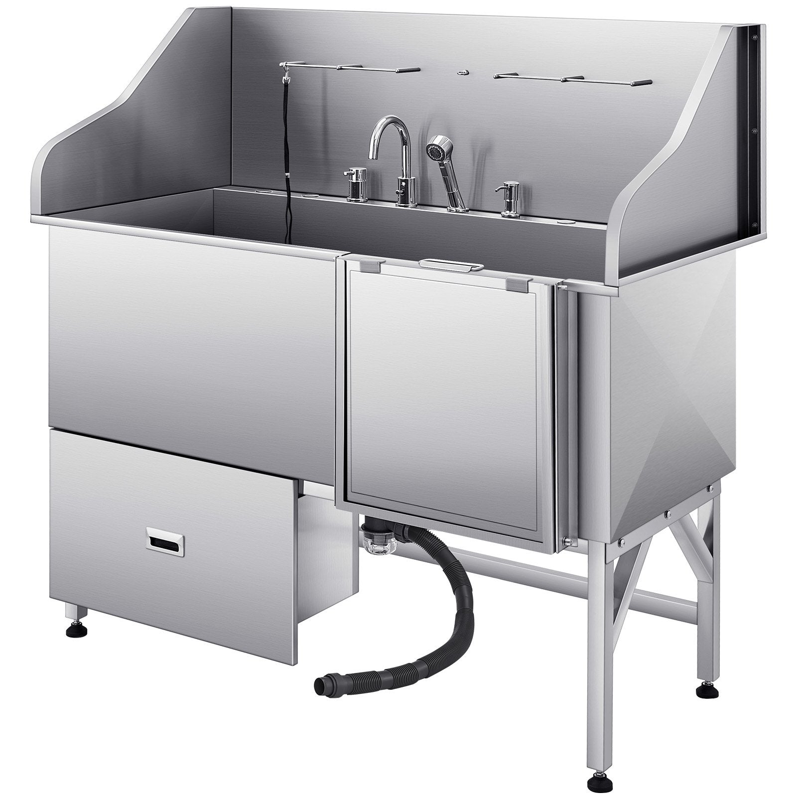 Dog Grooming Bath Tub | 155cm Stainless Steel with Ramp & Filter