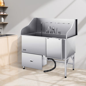 Dog Grooming Bath Tub | 155cm Stainless Steel with Ramp & Filter