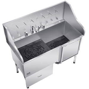 Dog Grooming Bath Tub | 155cm Stainless Steel with Ramp & Filter