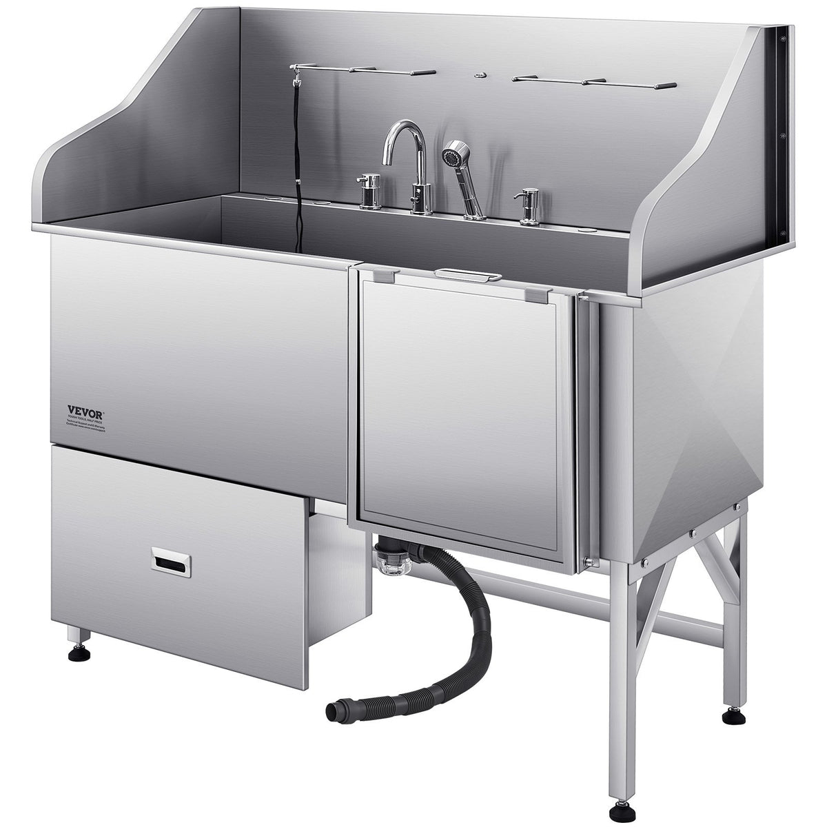 Dog Grooming Bath Tub | 155cm Stainless Steel with Ramp & Filter