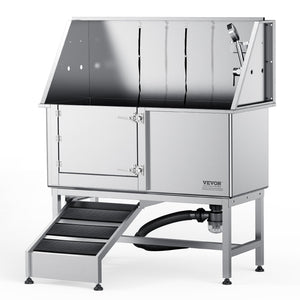 Stainless Steel Dog Grooming Bath 1.57m Left Ramp | Professional Pet Washing Station with Soap Box, Faucet & Accessories | For Small, Medium & Large Dogs