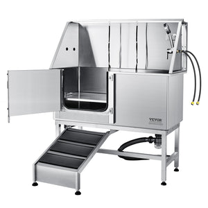 Stainless Steel Dog Grooming Bath 1.57m Left Ramp | Professional Pet Washing Station with Soap Box, Faucet & Accessories | For Small, Medium & Large Dogs
