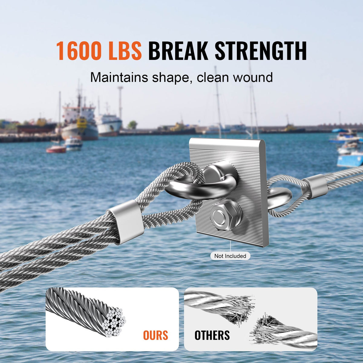 Stainless Steel Cable | T316 3.18mm 7x7 Wire Rope | 182.3m for Railing & Rigging