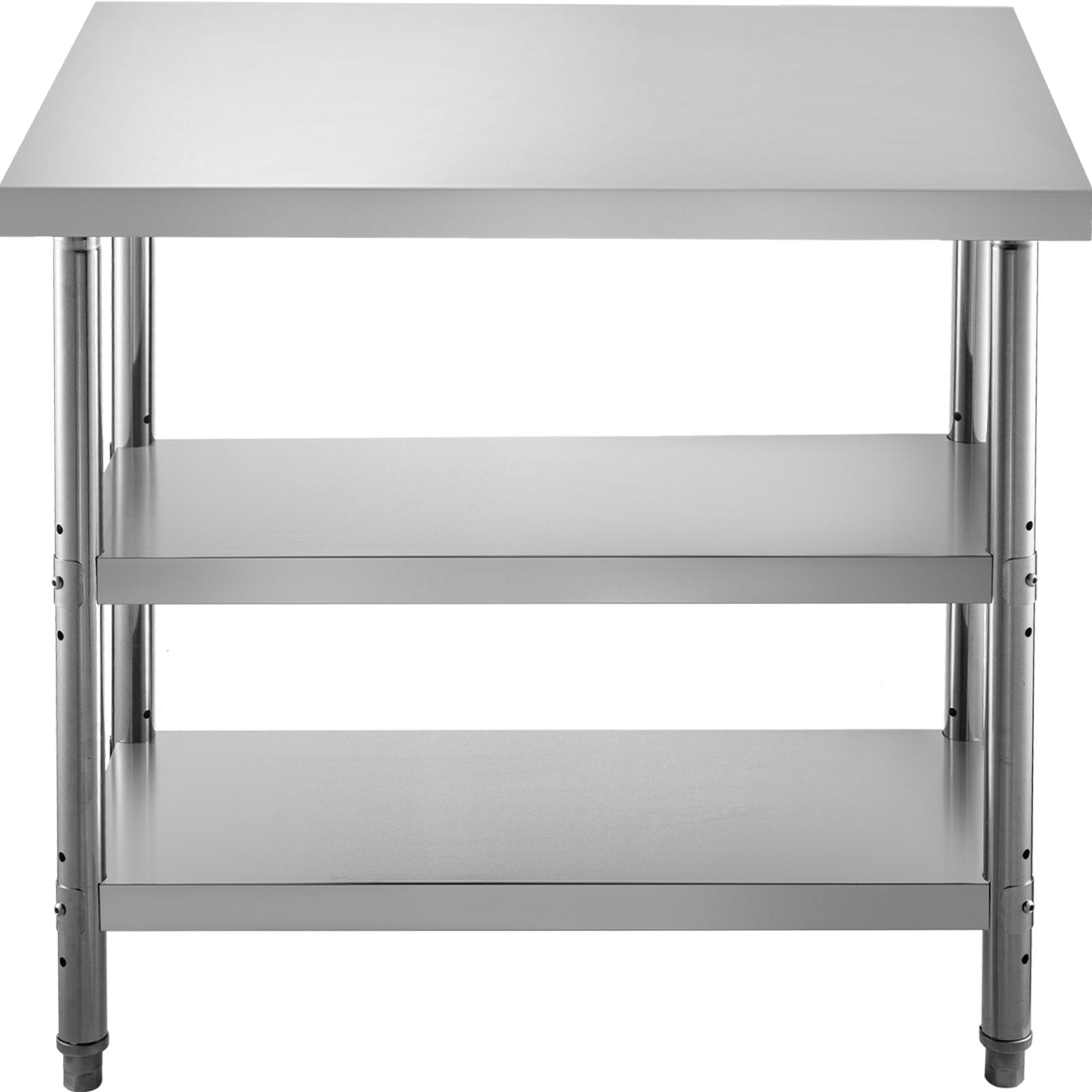 Stainless Steel Prep Table 1520x450x855mm | Commercial Kitchen Work Table with 2 Adjustable Undershelves | Heavy Duty BBQ Prep Table for Garage, Home, Warehouse | Silver