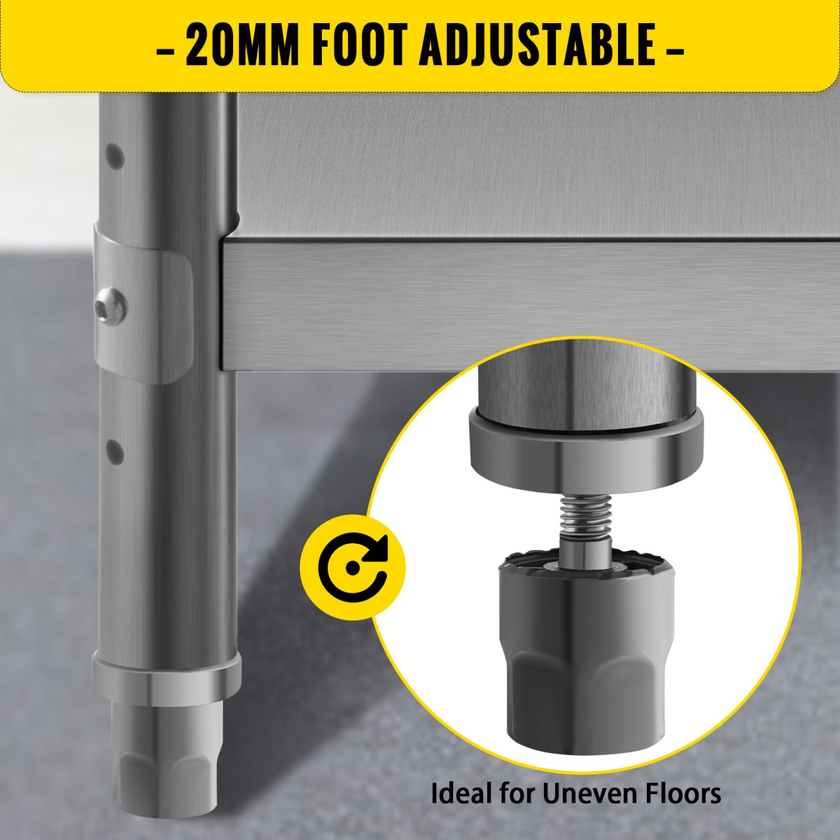 Stainless Steel Prep Table 1520x450x855mm | Commercial Kitchen Work Table with 2 Adjustable Undershelves | Heavy Duty BBQ Prep Table for Garage, Home, Warehouse | Silver