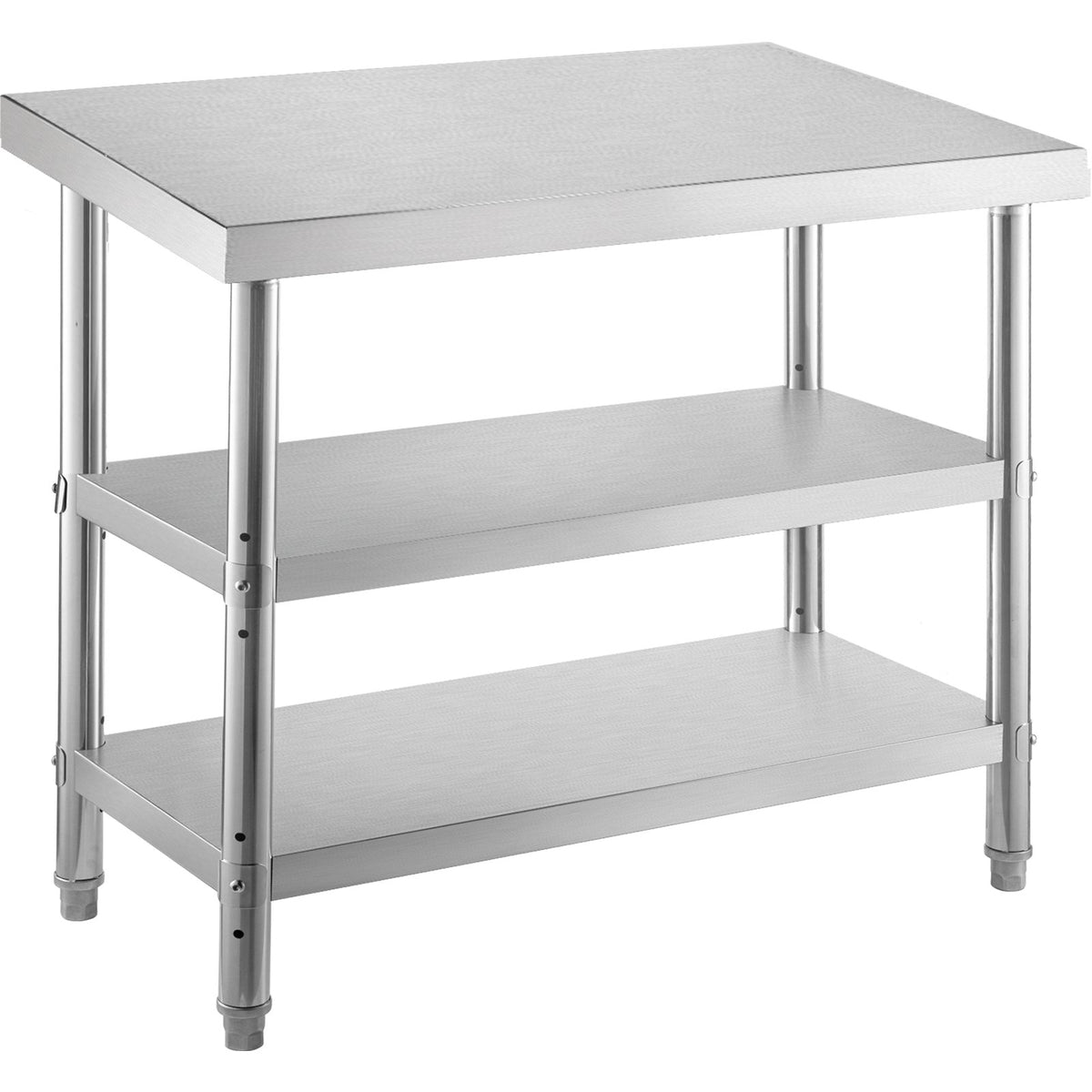 Stainless Steel Prep Table 1520x450x855mm | Commercial Kitchen Work Table with 2 Adjustable Undershelves | Heavy Duty BBQ Prep Table for Garage, Home, Warehouse | Silver